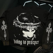 Fake Two Jesus Living To Prosper Print Long Sleeve T-Shirt