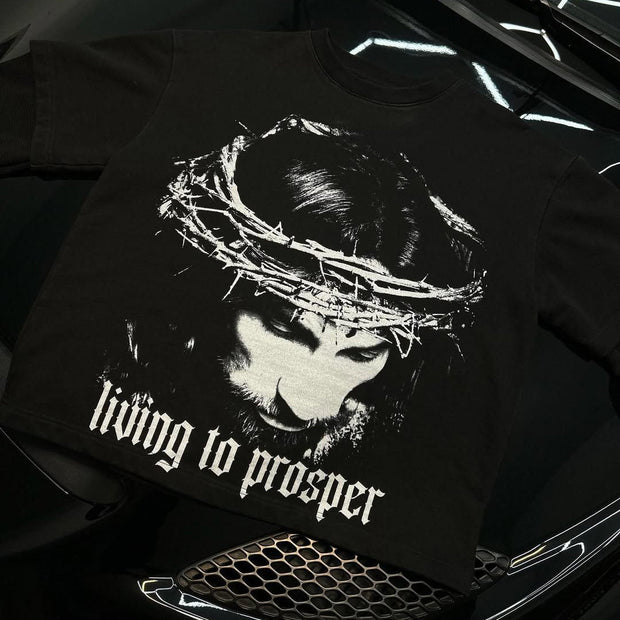 Fake Two Jesus Living To Prosper Print Long Sleeve T-Shirt