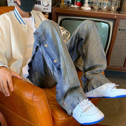 Breasted vintage wash street jeans