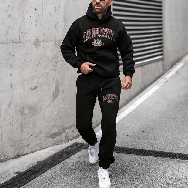Casual Preppy Printed Long Sleeve Sweatshirt Suit