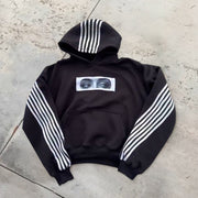 Oversized statement stripe print hoodie