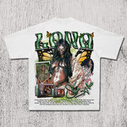 Hip Hop Casual Street Music Festival Print T-Shirt