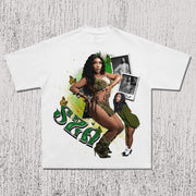 Hip Hop Casual Street Music Festival Print T-Shirt