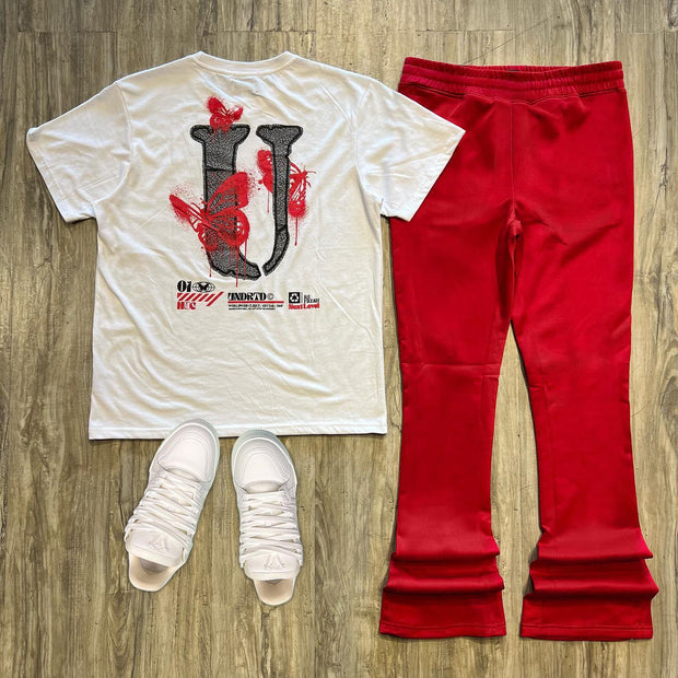 Casual personality print T-shirt and trousers two-piece set