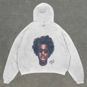 Casual character print loose hoodie