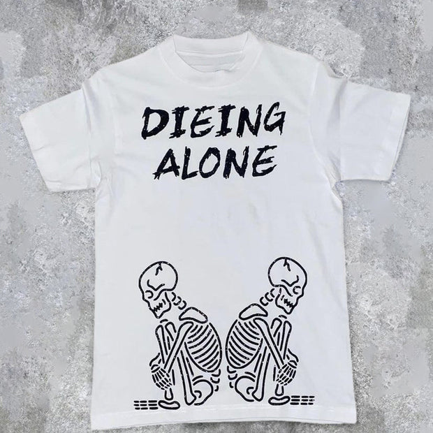 Personalized street style skull print T-shirt