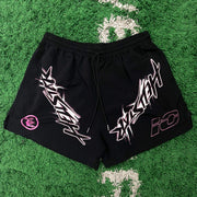 Lettering Print T-Shirt Shorts Two-Piece Set