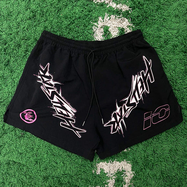Lettering Print T-Shirt Shorts Two-Piece Set