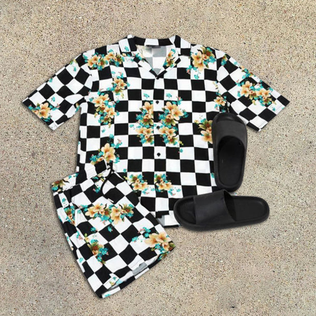 Checkerboard Short Sleeve Shirt Set