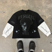 Street color contrast stitching youngboy sweatshirt
