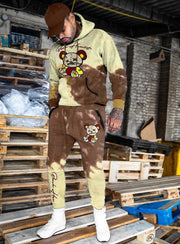 Casual tie-dye printed hoodie sweatpants set