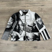 Character Speech Print Long Sleeve Zipped Jacket