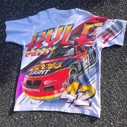 Racing Slogan Graphic Print Short Sleeve T-Shirt