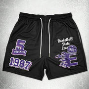 Retro Print Hip-Hop Trendy Mesh Shorts