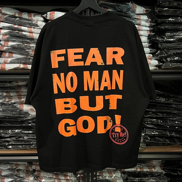 Fear No Man But God Print Short Sleeve T-Shirt