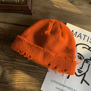 Trendy retro ripped knitted hat to keep warm