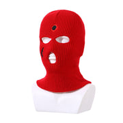Balaclava three-hole hat outdoor riding headgear knitted warm ski mask