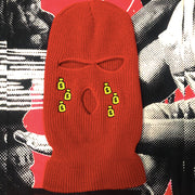 Tears of money embroidered three-hole hat warm ski mask