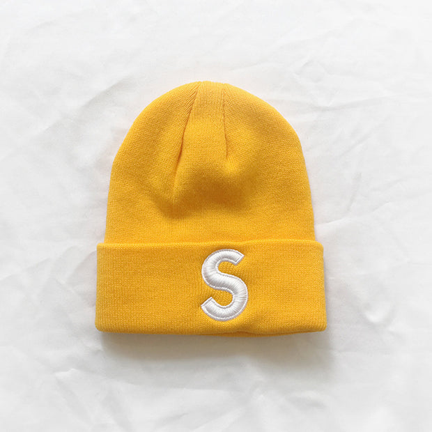 Embroidered cold hat knitted hat woolen hat couple pointed hat