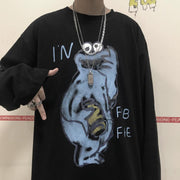 Fashion cartoon print i long sleeve T-shirt