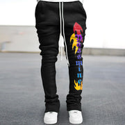 Retro trendy printed slim fit flared trousers