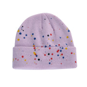Spray-painted colorful polka dot graffiti wool knitting hat