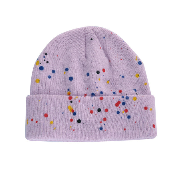 Spray-painted colorful polka dot graffiti wool knitting hat