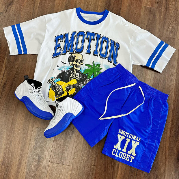 Hawaiian Skull Casual Street T-shirt Shorts Two-Piece Set