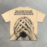 Casual street printed cotton T-shirt