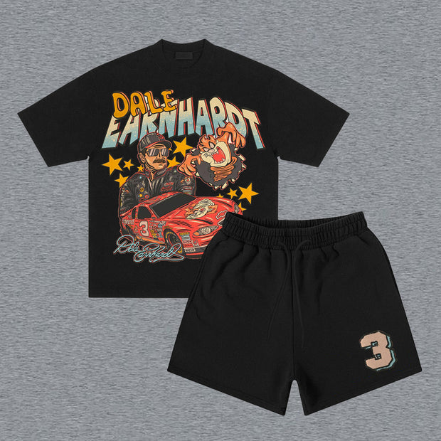 Racer No. 3 Print Short Sleeve Two Piece Set