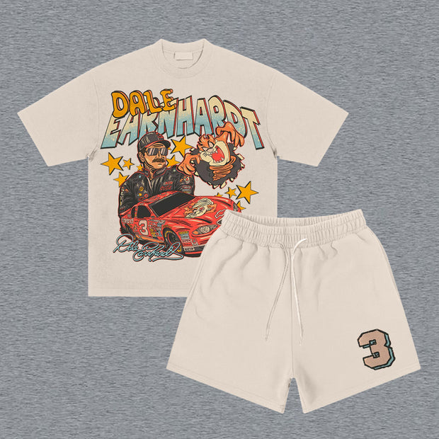 Racer No. 3 Print Short Sleeve Two Piece Set