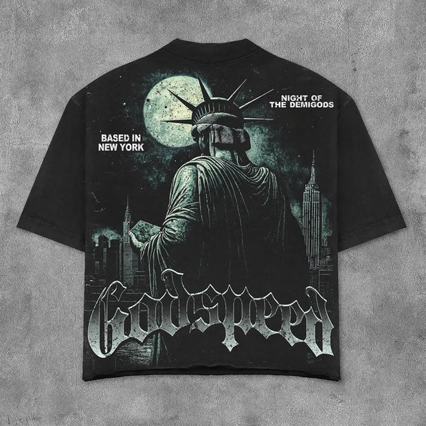 Fashionable Statue Print Short Sleeve T-Shirt