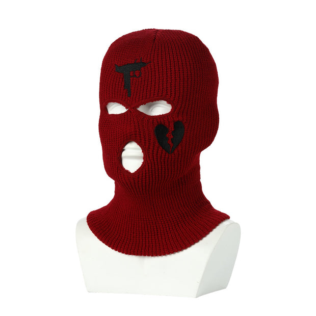 Knitted Ski Hat Outdoor Cycling Three Hole Mask Balaclava Head Cover