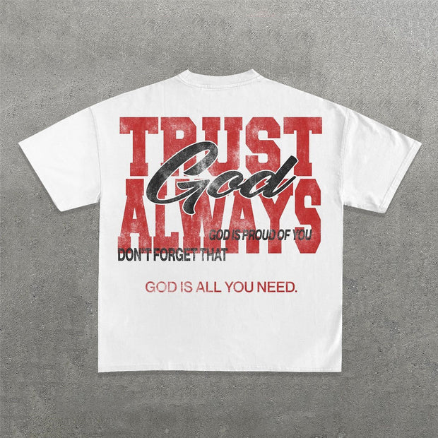 Trust God Always Print Short Sleeve T-Shirt