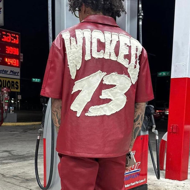 Leather patch street zip shirt