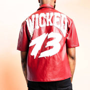 Leather patch street zip shirt