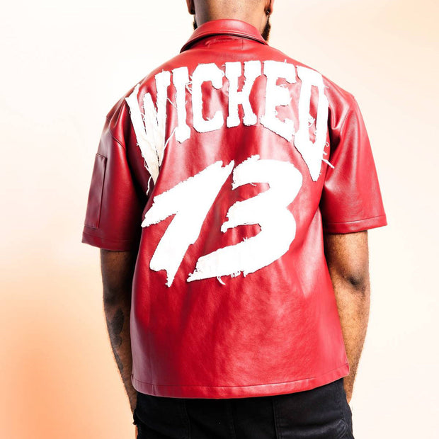 Leather patch street zip shirt