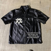 Leather patch street zip shirt
