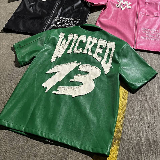 Leather patch street zip shirt