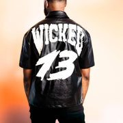 Leather patch street zip shirt