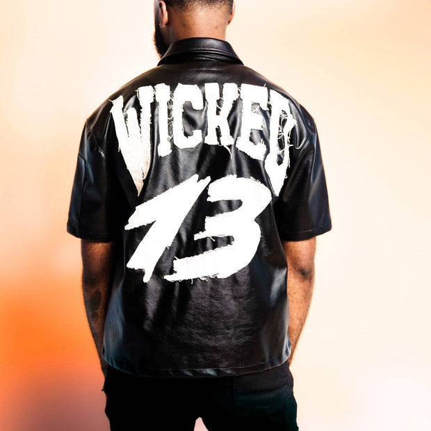 Leather patch street zip shirt