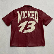 Leather patch street zip shirt