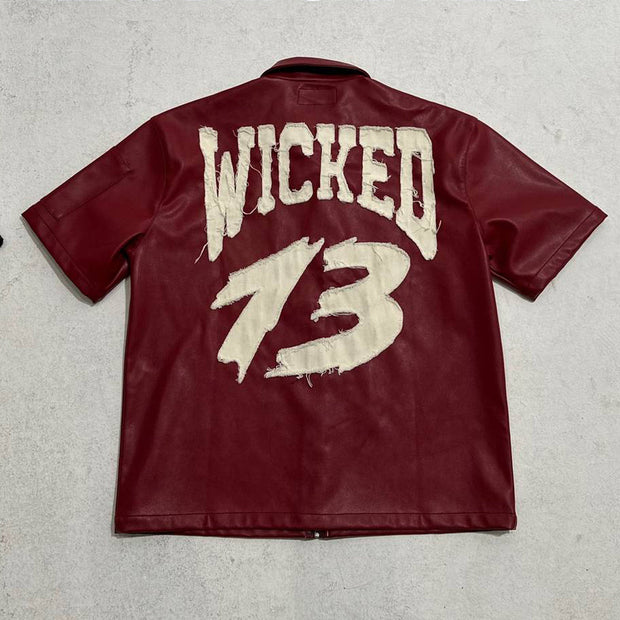 Leather patch street zip shirt