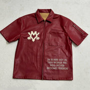 Leather patch street zip shirt