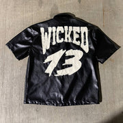 Leather patch street zip shirt