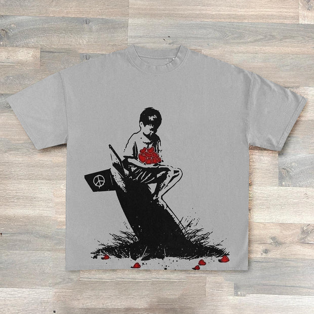 Peace Print Short Sleeve T-Shirt