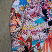 Anime print casual street mesh shorts