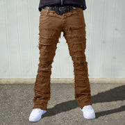 Destroy raw edge denim hip-hop trendy trousers