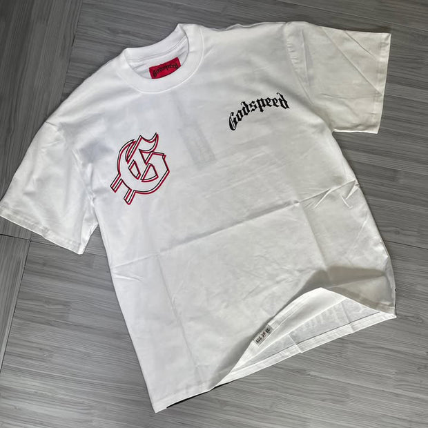 godspeed print crew neck T-shirt