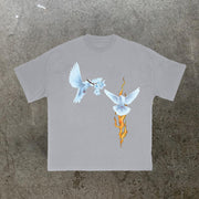 flame dove print vintage T-shirt